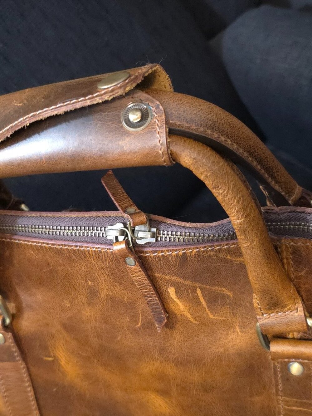 Rustic Town Nando Adventure Brown Leather Travel Duffle Bag - Picture 10 of 12